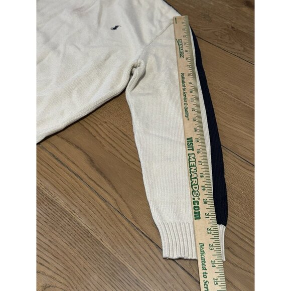 Vtg Polo Ralph Lauren Sweater Mens Size XL 1/4 Zip 100% Cotton Leather Pull - Picture 9 of 14